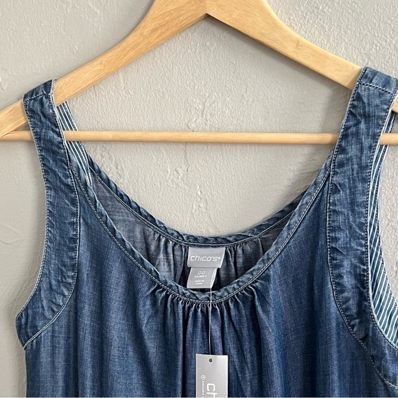 NWT Chico’s Tencel Tie Dye Maxi Tank Dress Blue Size 00 (XS) - Picture 8 of 13